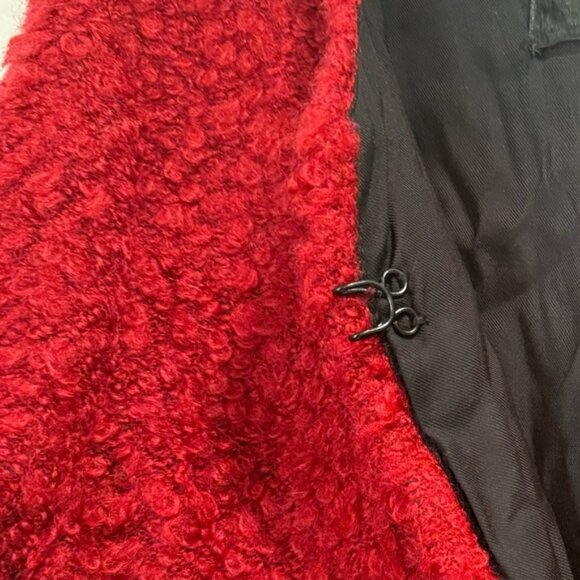 Reformation Red Teddy Sherpa Lightweight Coat Jacket Midi Soft Cozy Straight XS - Picture 8 of 14